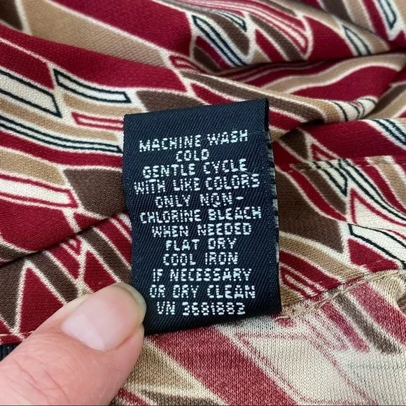 Mossimo Retro Print Shirt Dress size 6 Red Brown pattern 70s vibe - Picture 9 of 14